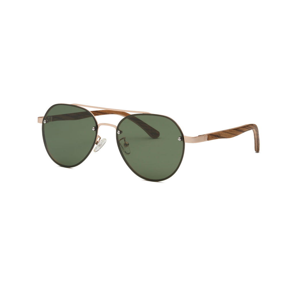 Fa napszemüveg - Wooden Aviator Green