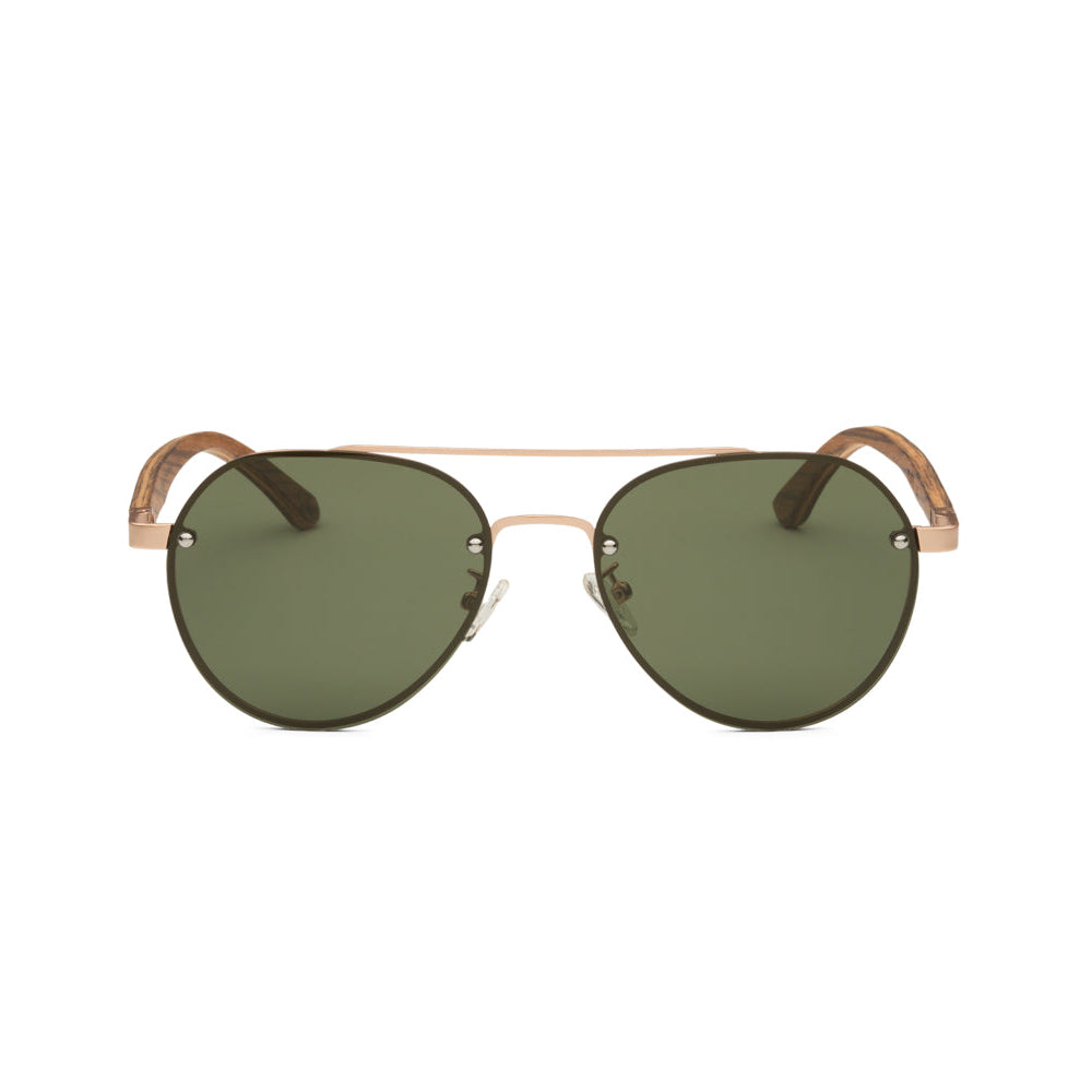 Fa napszemüveg - Wooden Aviator Green