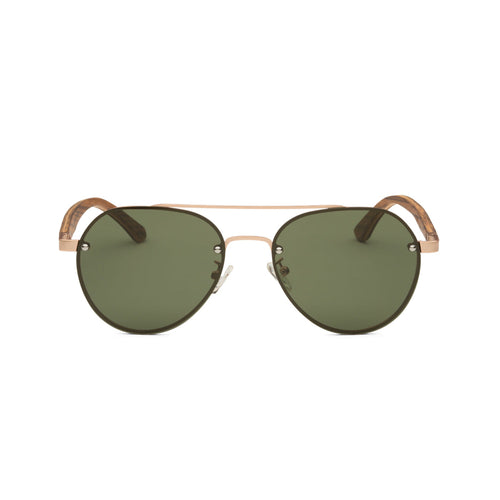 Fa napszemüveg - Wooden Aviator Green